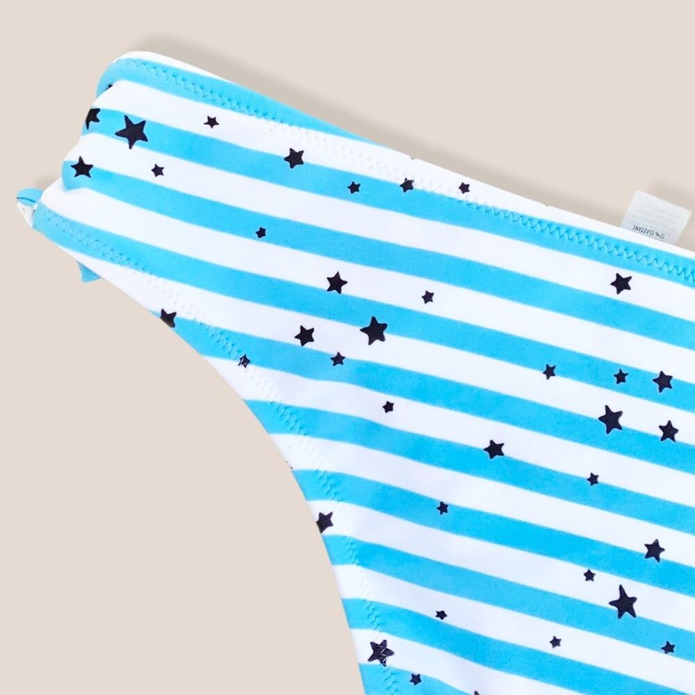 Aerie Cheeky Bikini Bottom Star Print Striped Tie Detail Blue White NWOT Size XL - Picture 8 of 10